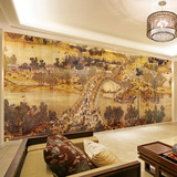 中式古典壁画客厅卧室书房办公室电视背景墙纸清明上河图国画壁纸