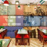 3d工业风铁皮墙纸欧式复古集装箱壁画酒吧KTV网吧咖啡厅餐厅壁纸