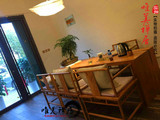新中式茶桌老榆木免漆大茶桌茶台实木大板原木茶桌椅组合禅意家具