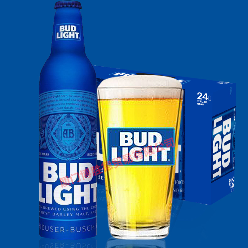 bud light美国进口百威铝瓶啤酒 473ml*24罐轻啤整箱 清啤清爽型