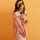 设计师品牌HOWL2016春夏 粉色欧根纱百褶松紧一字肩泡泡袖上衣