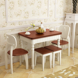 折叠小户型简欧小餐桌椅组合 地中海白双色餐桌 田园美式乡村饭桌