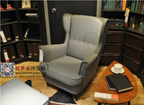 美式乡村单人沙发 欧式新古典布艺老虎椅简约现代休闲客厅书房椅