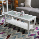 欧丹尼斯欧式简易玻璃茶几现代实木咖啡桌小户型长方形创意桌子