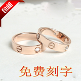 日韩版钛钢18K玫瑰金彩金情侣戒指环钛钢对戒男女尾戒食指戒配饰