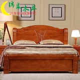 新版全实木橡木1.8米床  单双人原木婚床  现代中式木质木头床