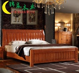 特价简约现代中式实木床橡木 木质木头床1.5 1.8单双人全实木婚床
