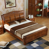 纯中式实木床1.8米 白色实木床橡木1.5米 高箱储物床雕花双人大床