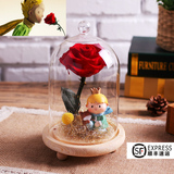 小王子的玫瑰花永生花玻璃罩生日礼物创意成品小王子永生花礼盒