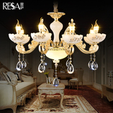雷萨 欧式白玉玻璃锌合金吊灯客厅卧室餐厅灯奢华大气别墅水晶灯