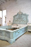 法式复古实木床 美式乡村 地中海水洗蓝田园雕花双人床 实木床