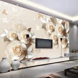 3d立体简约浮雕玫瑰客厅电视背景墙  卧室壁画无缝无纺布墙纸壁纸