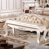欧式床尾凳床踏床头凳 法式沙发脚踏凳卧室床边床前皮质长条凳白