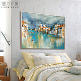 现代简约卧室床头挂画客厅抽象建筑艺术画背景墙装饰画壁画大尺寸