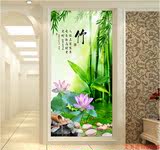 现代中式影视墙纸3D竹子墙布荷花走廊壁画5D无纺布电视背景墙壁纸