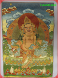 尼泊尔西藏唐卡画 中堂画布娟画装饰画 金丝刺绣唐卡 049黄财神