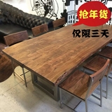 包邮北欧宜家松木餐桌铁艺实木电脑桌办公桌会议桌工作台写字书桌