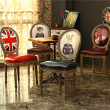 欧式实木餐椅美式复古椅现代简约靠背扶手椅咖啡椅书桌椅化妆椅子