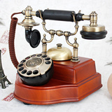 派拉蒙实木古董转盘旋转拨号盘老式电话机 复古家用仿古座机电话