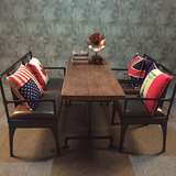 花吉美式loft沙发椅实木餐桌椅组合长方形复古一桌四椅咖啡厅酒吧