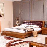 全真皮榻榻米床现代简约中式实木床双人床1.8米橡木框架婚床特价