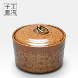 窑变茶叶罐陶瓷中号存茶铜扣密封罐糖果罐子创意储藏罐茶叶包装盒