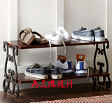 北欧实木鞋架多层落地式客厅卧室双层鞋柜美式转角置物收纳架包邮