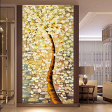 艺梵3D立体发财树玄关壁纸竖版过道背景墙纸欧式客厅走廊大型壁画