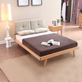 日式实木床橡木原木现代家具全实木床北欧简约双人床 1.5/1.8米