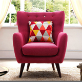 新款美式客厅实木布艺单人沙发北欧简约宜家个性老虎椅舒适休闲椅