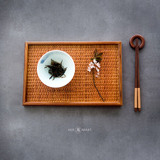 日式复古手工竹编实木托盘古朴果盘毛巾盘木质餐具长方形茶盘茶具
