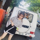 【DNJ大妮酱】2016夏季韩国东大门简约条纹娃娃领显瘦POLO衫女