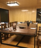 欧美式铁艺餐桌椅组合复古实木长方形咖啡厅桌椅会议桌酒吧餐桌
