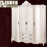白蜡木白开放漆复古做旧红橡奢华雕花四门凹凸衣柜欧式家具法式