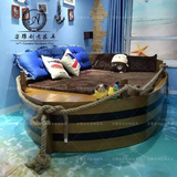 安雅家具创意儿童床海盗船床地中海复古实木定制游艇床单层床AY13