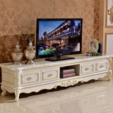 欧式大理石电视柜茶几组合全实木金银柜子白色烤漆现代简约电视柜