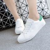 韩国小白鞋女夏季皮面帆布鞋女平底运动休闲鞋白色板鞋学生跑步鞋