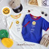 新款可爱t恤女短袖韩国小清新日系童趣超市系列黄色笑脸打底TEE夏