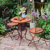 【掬涵】铁艺实木桌椅 折叠单人椅 圆桌 下午茶 户外庭院园艺装饰