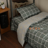 浅灰格子全棉学生三件套宿舍寝室单人床床上用品纯棉床单式被套3