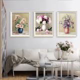 客厅装饰画沙发背景墙三联画 欧式花卉玄关餐厅挂画 简欧墙画壁画