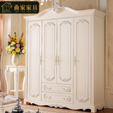 欧式衣柜法式板式衣橱简约白色卧室木质组装四门实木大衣柜子