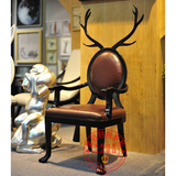 现货美式乡村北欧动物鹿角椅子法式欧式书房书椅休闲椅扶手椅餐椅