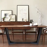 创意复古餐桌 简约原木家具 松木书桌 设计师办公桌 铁艺实木餐桌