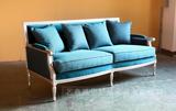 美式高档定制实木雕花布艺三人沙发现代简美新古典沙发美克家具