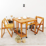 越茂 折叠餐桌 田园实木折叠桌可移动饭桌 单折桌 小户型餐桌