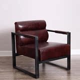 美式乡村特色铁艺做旧带扶手沙发椅 复古创意沙发单人沙发椅