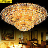 金色欧式客厅水晶吸顶灯圆形LED大气酒店大厅工程灯具豪华灯饰