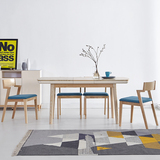 北欧简约伸缩餐桌 长方形折叠实木饭桌 现代烤漆小户型餐桌椅组合