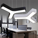 简约现代led办公室灯具艺术创意长方形工作室展厅餐厅圆角吊灯饰